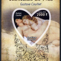 Gabon 2012 Paintings of Nudes - Gustave Courbet imperf souvenir sheet containing heart-shaped stamp unmounted mint