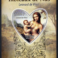 Gabon 2012 Paintings of Nudes - Leonardo da Vinci perf souvenir sheet containing heart-shaped stamp unmounted mint