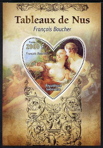 Gabon 2012 Paintings of Nudes - Francois Boucher perf souvenir sheet containing heart-shaped stamp unmounted mint