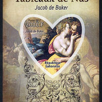 Gabon 2012 Paintings of Nudes - Jacob de Backer imperf souvenir sheet containing heart-shaped stamp unmounted mint