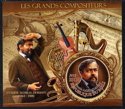 Mali 2012 The Great Composers - Claude Debussy perf souvenir sheet containing circular-shaped stamp unmounted mint