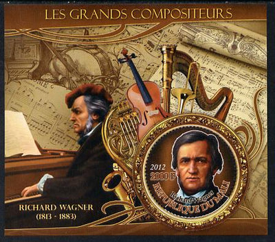 Mali 2012 The Great Composers - Richard Wagner perf souvenir sheet containing circular-shaped stamp unmounted mint