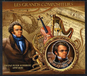 Mali 2012 The Great Composers - Franz Schubert imperf souvenir sheet containing circular-shaped stamp unmounted mint