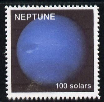 Planet Neptune (Fantasy) 100 solars perf label for inter-galactic mail unmounted mint on ungummed paper with white border