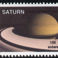Planet Saturn (Fantasy) 100 solars perf label for inter-galactic mail unmounted mint on ungummed paper with white border
