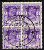 Burma 1945 Mily Admin opt on KG6 3p bright violet block of 4 with central cds cancel SG 36