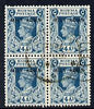 Burma 1945 Mily Admin opt on KG6 4a greenish-blue block of 4 with central cds cancel SG 45