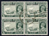 Burma 1945 Mily Admin opt on Ship on River Irrawaddy 8a myrtle-green block of 4 with central cds cancel SG 46