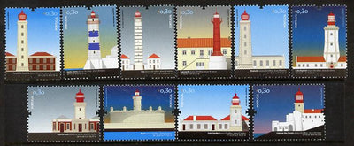 Portugal 2008 Lighthouses perf set of 10 unmounted mint SG 3568-77