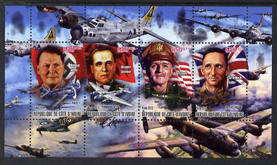 Ivory Coast 2012 Personalities of Second World War #3 perf sheetlet containing 4 values unmounted mint (Goering, Golovanov, Spaatz & Tedder)