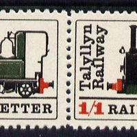 Cinderella - Great Britain Talyllyn Railway se-tenant pair of labels each denominated 1s1d for Railway Letters unmounted mint