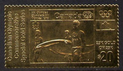 Canada 1976 Montreal Olympic Games (12th issue) $20 perf embossed in 23k gold foil showing Carrying the Olympic Flag (similar to SG 843) unmounted mint