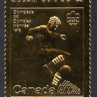 Canada 1976 Montreal Olympic Games (09th issue) $20 perf embossed in 23k gold foil showing Soccer (similar to SG 831) unmounted mint