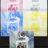 Mozambique 2010 Chess Players - Bobby Fischer m/sheet - the set of 5 imperf progressive proofs comprising the 4 individual colours plus all 4-colour composite, unmounted mint