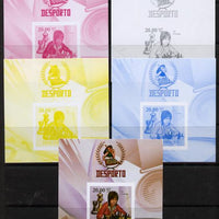 Mozambique 2010 Chess Players - Pia Cramling m/sheet - the set of 5 imperf progressive proofs comprising the 4 individual colours plus all 4-colour composite, unmounted mint