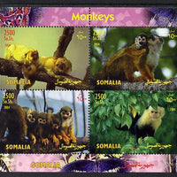 Somalia 2004 Monkeys perf sheetlet containing 4 values unmounted mint. Note this item is privately produced and is offered purely on its thematic appeal