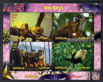 Somalia 2004 Monkeys perf sheetlet containing 4 values unmounted mint. Note this item is privately produced and is offered purely on its thematic appeal