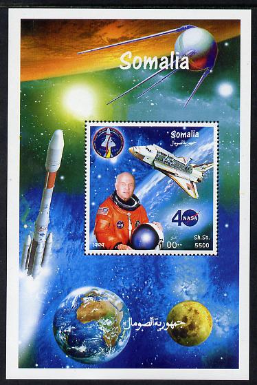 Somalia 1999 John Glenn & Space Shuttle perf m/sheet unmounted mint. Note this item is privately produced and is offered purely on its thematic appeal