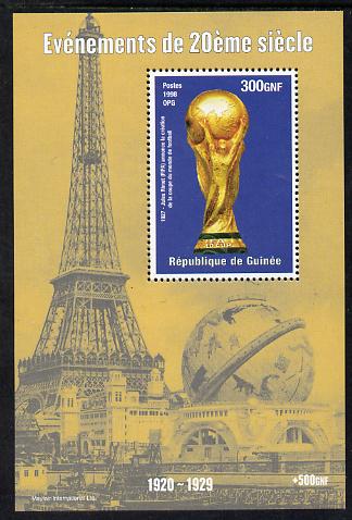 Guinea - Conakry 1998 Events of the 20th Century 1920-1929 Jules Rimet Football World Cup perf souvenir sheet unmounted mint. Note this item is privately produced and is offered purely on its thematic appeal