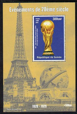 Guinea - Conakry 1998 Events of the 20th Century 1920-1929 Jules Rimet Football World Cup perf souvenir sheet unmounted mint. Note this item is privately produced and is offered purely on its thematic appeal
