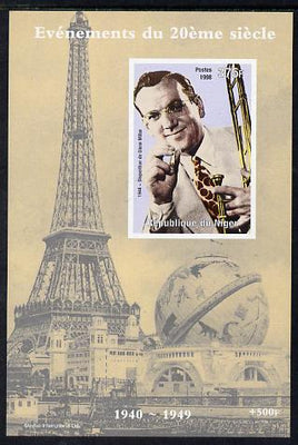 Niger Republic 1998 Events of the 20th Century 1940-1949 Glenn Miller imperf souvenir sheet unmounted mint. Note this item is privately produced and is offered purely on its thematic appeal