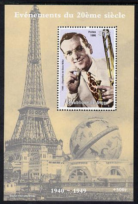 Niger Republic 1998 Events of the 20th Century 1940-1949 Glenn Miller perf souvenir sheet unmounted mint. Note this item is privately produced and is offered purely on its thematic appeal