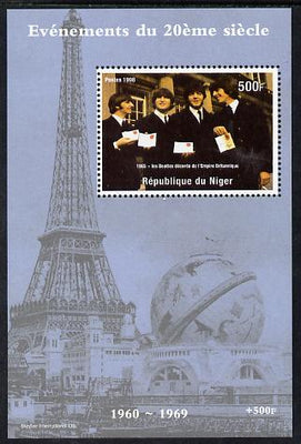 Niger Republic 1998 Events of the 20th Century 1960-1969 The Beatles receive MBE perf souvenir sheet unmounted mint