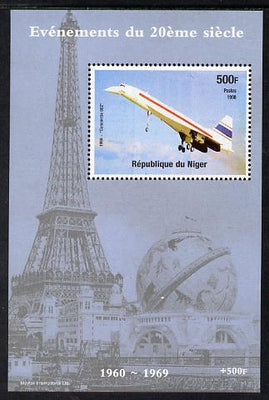 Niger Republic 1998 Events of the 20th Century 1960-1969 Concorde 002 perf souvenir sheet unmounted mint. Note this item is privately produced and is offered purely on its thematic appeal