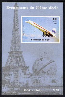 Niger Republic 1998 Events of the 20th Century 1960-1969 Concorde 002 imperf souvenir sheet unmounted mint. Note this item is privately produced and is offered purely on its thematic appeal