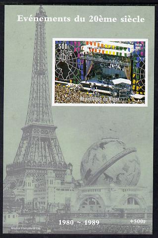 Niger Republic 1998 Events of the 20th Century 1980-1989 Live Aid Concert imperf souvenir sheet unmounted mint. Note this item is privately produced and is offered purely on its thematic appeal