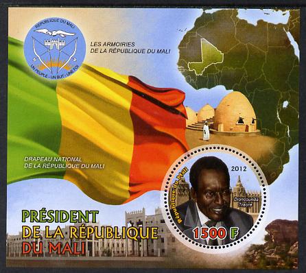 Mali 2012 President Dioncounda Traore perf m/sheet containing circular shaped 1500F value unmounted mint