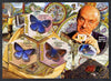 Malawi 2012 Butterflies & Entomologists - Vladimir Nabokov imperf sheetlet containing 3 hexagonal shaped values unmounted mint