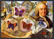 Malawi 2012 Butterflies & Entomologists - Carl Linnaeus imperf sheetlet containing 3 hexagonal shaped values unmounted mint