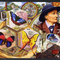 Malawi 2012 Butterflies & Entomologists - Jean Henri Fabre perf sheetlet containing 3 hexagonal shaped values unmounted mint