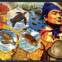 Malawi 2012 Zheng He perf sheetlet containing 3 hexagonal shaped values unmounted mint