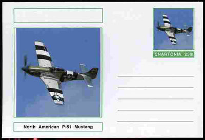 Chartonia (Fantasy) Aircraft - North American P-51 Mustang postal stationery card unused and fine
