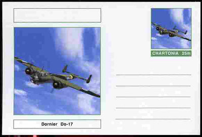 Chartonia (Fantasy) Aircraft - Dornier Do-17 postal stationery card unused and fine