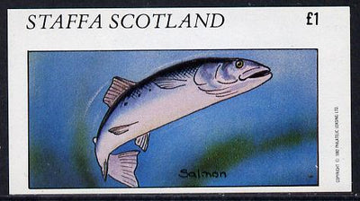 Staffa 1982 Fish #09 (Salmon) imperf souvenir sheet (£1 value),unmounted mint
