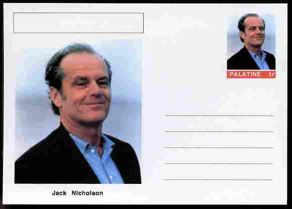 Palatine (Fantasy) Personalities - Jack Nicholson (comic actor) postal stationery card unused and fine