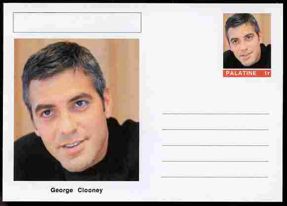 Palatine (Fantasy) Personalities - George Clooney (actor) postal stationery card unused and fine