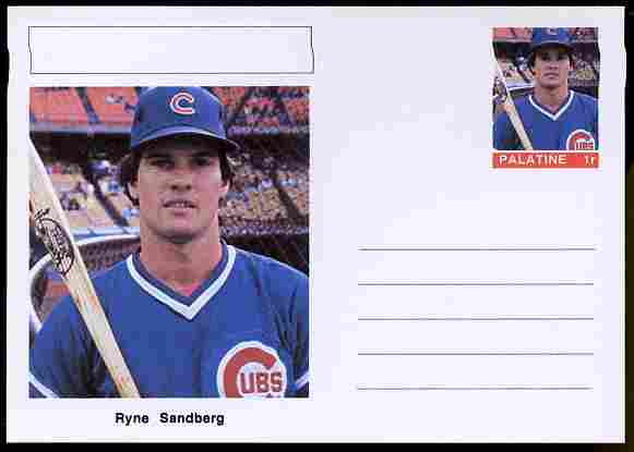 Palatine (Fantasy) Personalities - Ryne Sandberg (baseball) postal stationery card unused and fine