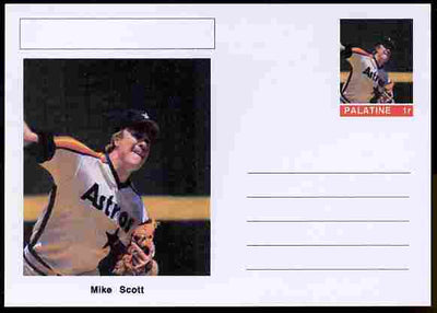 Palatine (Fantasy) Personalities - Mike Scott (baseball) postal stationery card unused and fine