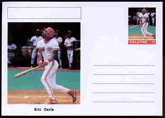Palatine (Fantasy) Personalities - Eric Davis (baseball) postal stationery card unused and fine