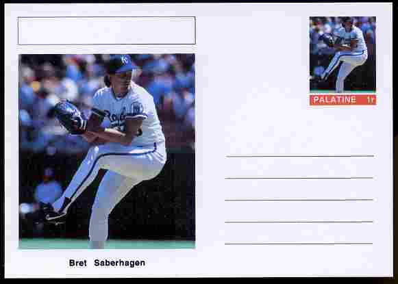 Palatine (Fantasy) Personalities - Bret Saberhagen (baseball) postal stationery card unused and fine