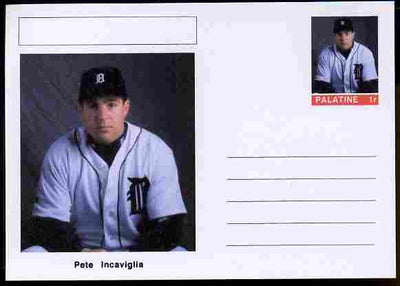 Palatine (Fantasy) Personalities - Pete Incaviglia (baseball) postal stationery card unused and fine
