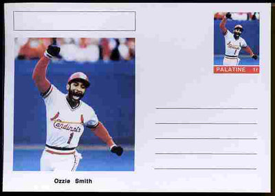 Palatine (Fantasy) Personalities - Ozzie Smith (baseball) postal stationery card unused and fine