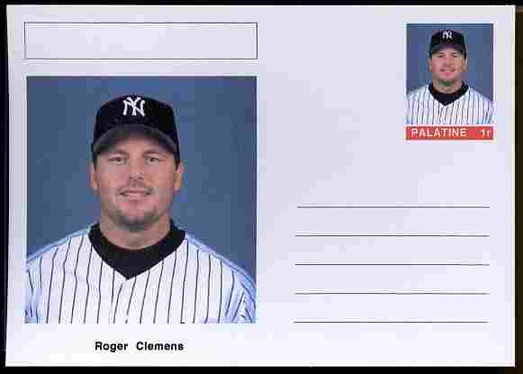 Palatine (Fantasy) Personalities - Roger Clemens (baseball) postal stationery card unused and fine