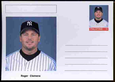 Palatine (Fantasy) Personalities - Roger Clemens (baseball) postal stationery card unused and fine