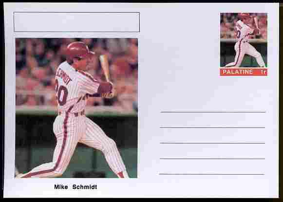 Palatine (Fantasy) Personalities - Mike Schmidt (baseball) postal stationery card unused and fine