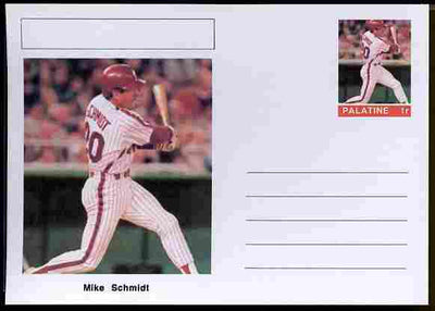 Palatine (Fantasy) Personalities - Mike Schmidt (baseball) postal stationery card unused and fine